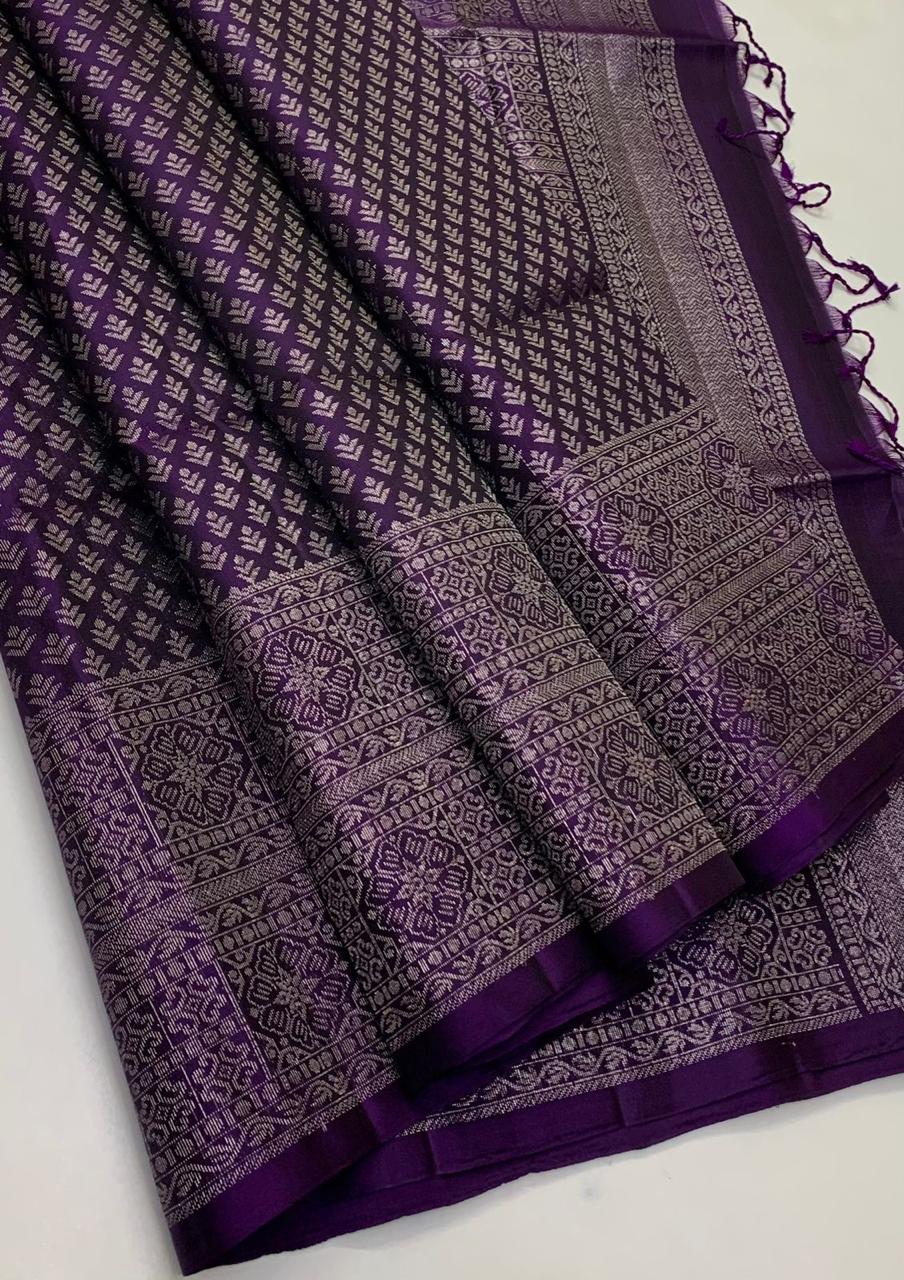 KANCHIPURAM JAQUARD BORDER SOFT SILK SAREES