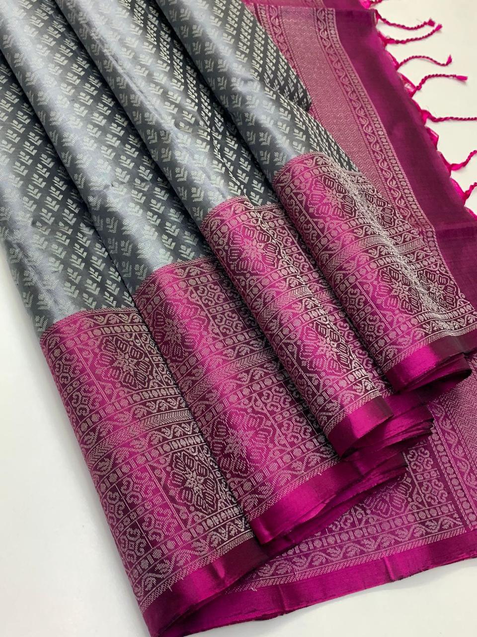 KANCHIPURAM JAQUARD BORDER SOFT SILK SAREES