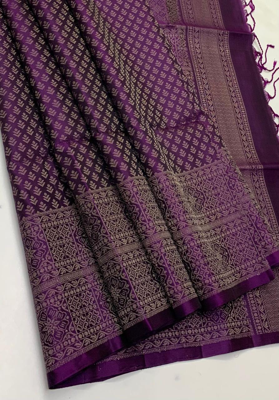 KANCHIPURAM JAQUARD BORDER SOFT SILK SAREES