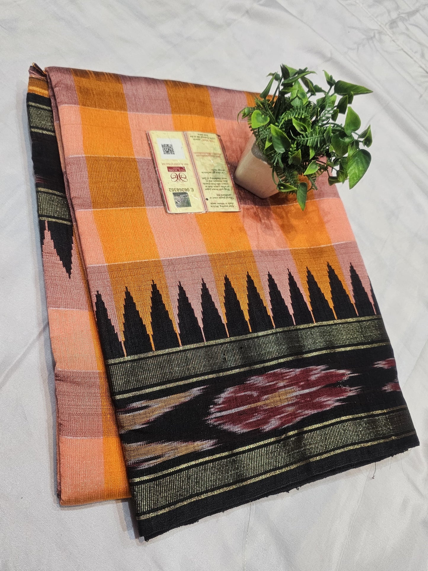 RAW SIL WITH TEMPLE BORDER