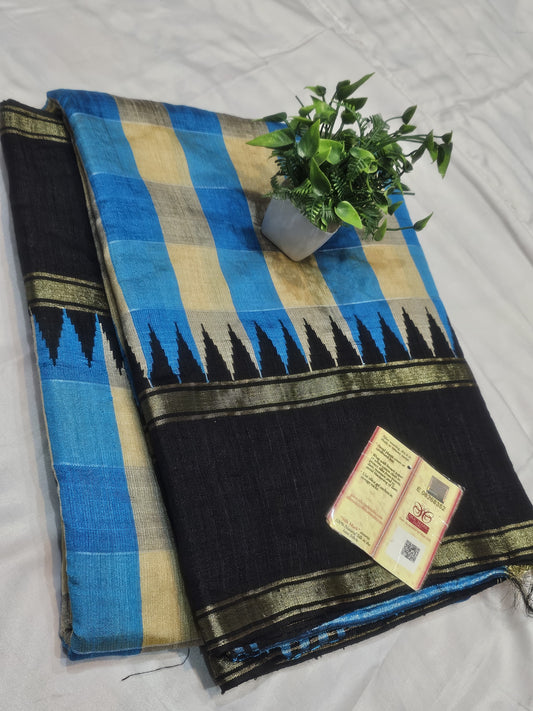 RAW SIL WITH TEMPLE BORDER