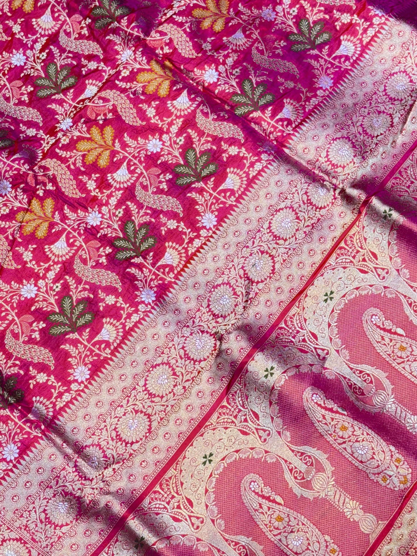 BANARASI SILK KATAN ALFI MEENA FLOWER DESIGN EXCLUSIVE SAREE