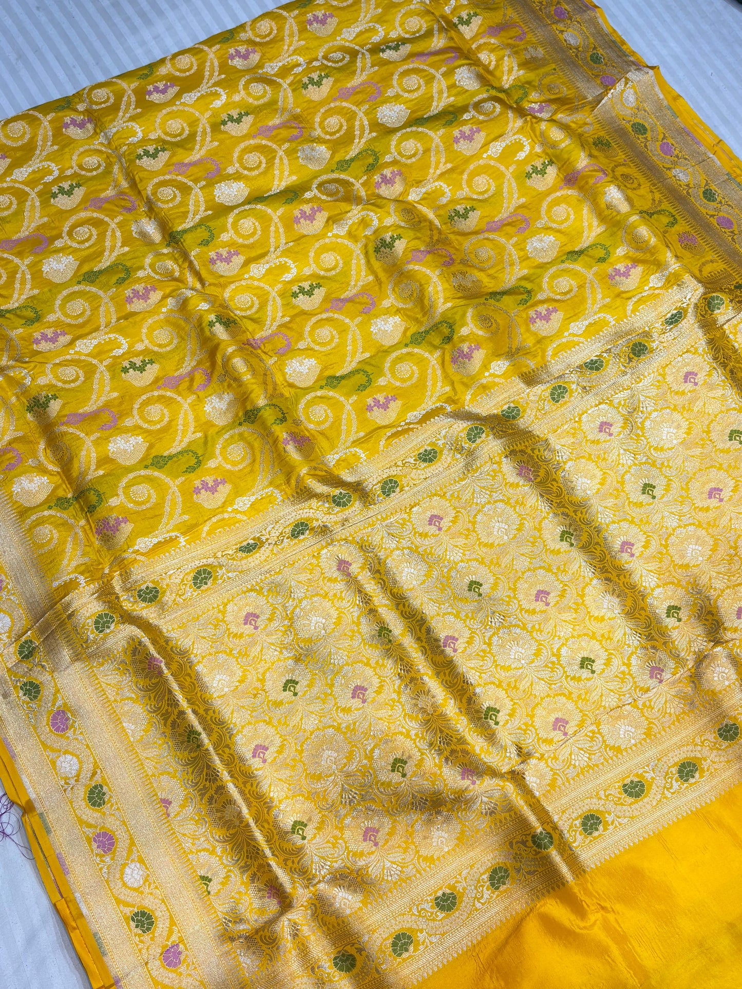 BANARASI SILK KATAN ALFI MEENA FLOWER DESIGN EXCLUSIVE SAREE