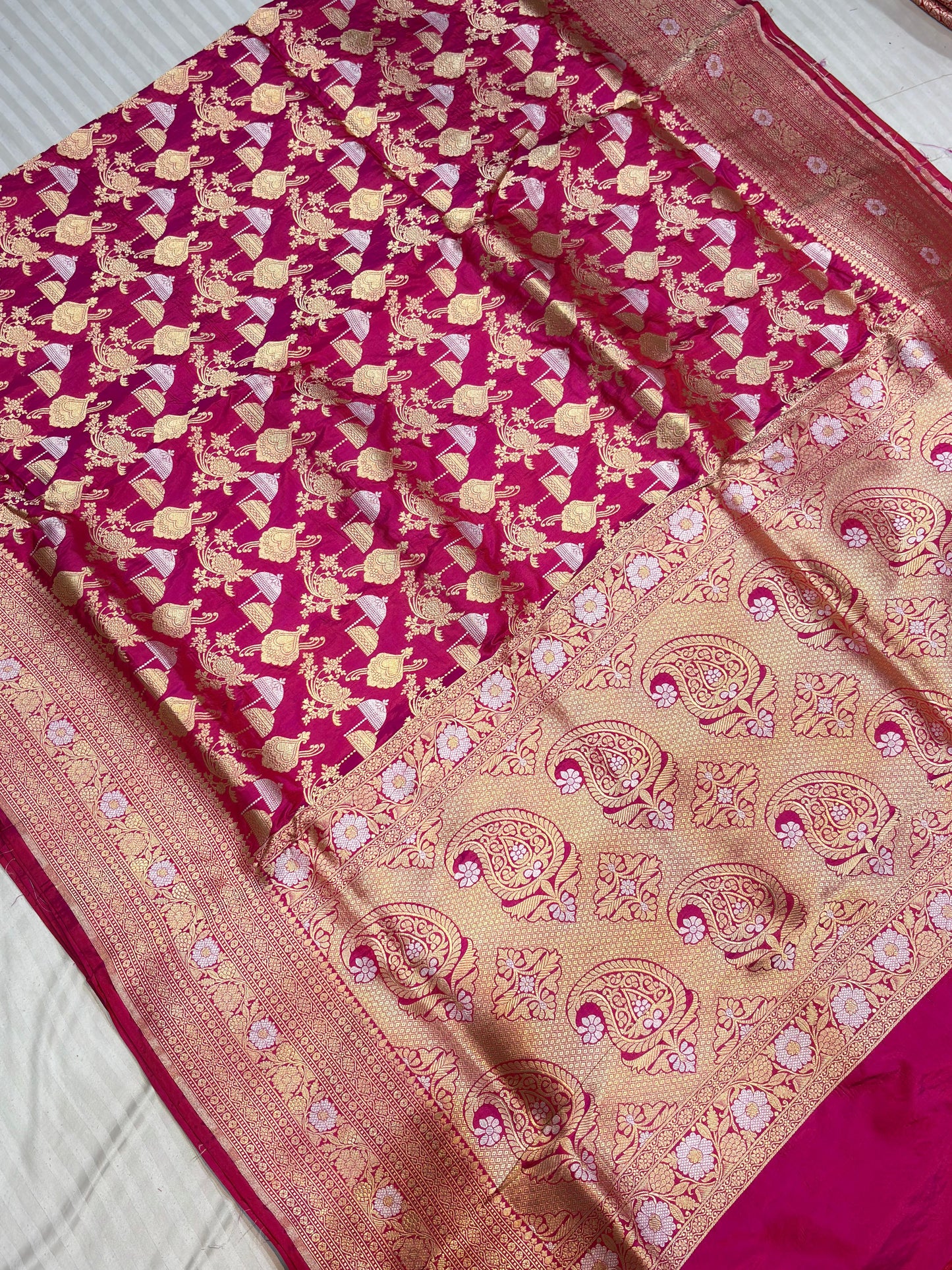 BANARASI SILK KATAN ALFI MEENA FLOWER DESIGN EXCLUSIVE SAREE