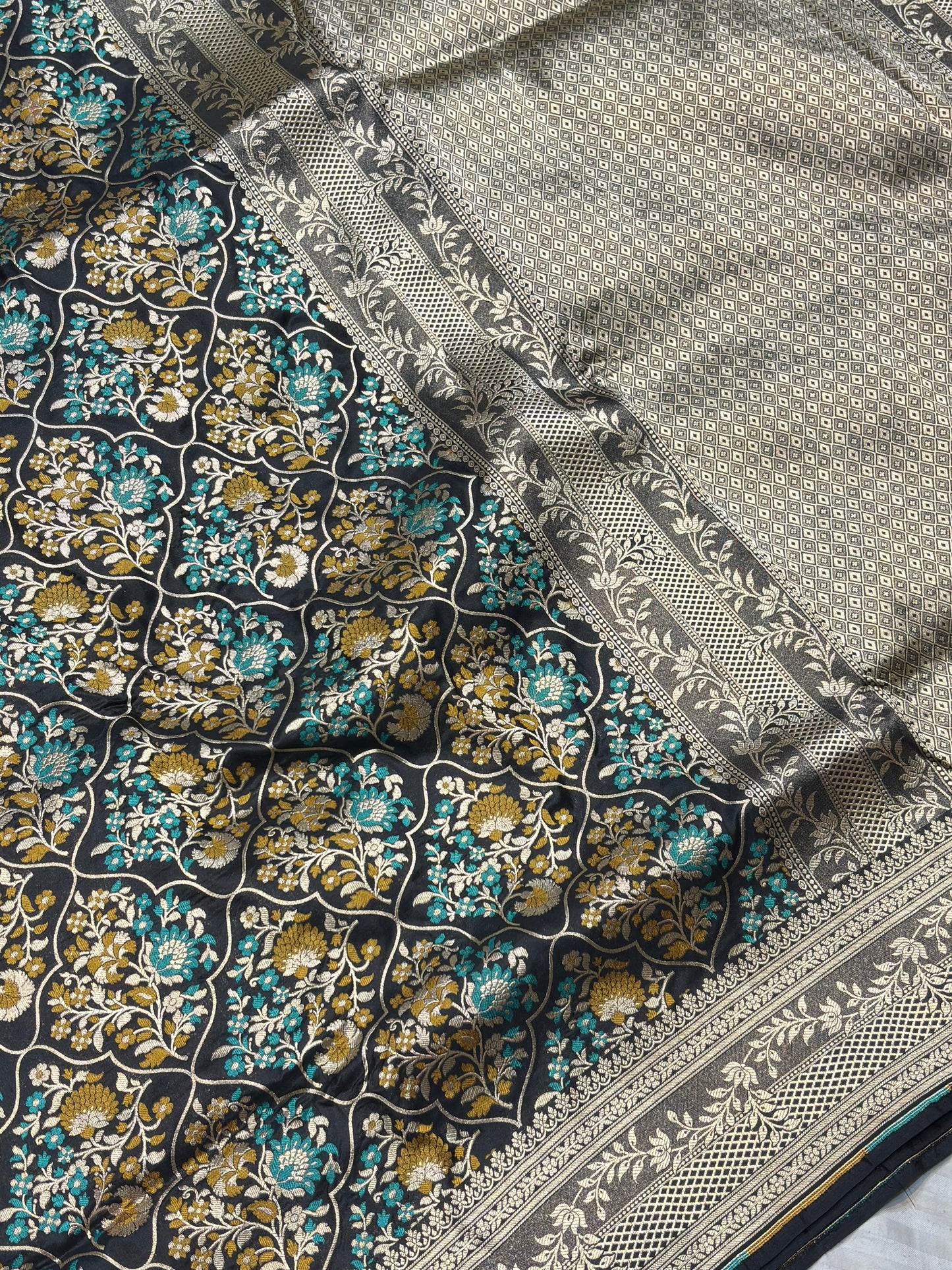BANARASI SILK KATAN ALFI MEENA FLOWER DESIGN EXCLUSIVE SAREE