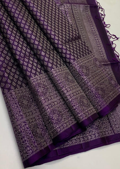 KANCHIPURAM JAQUARD BORDER SOFT SILK SAREES