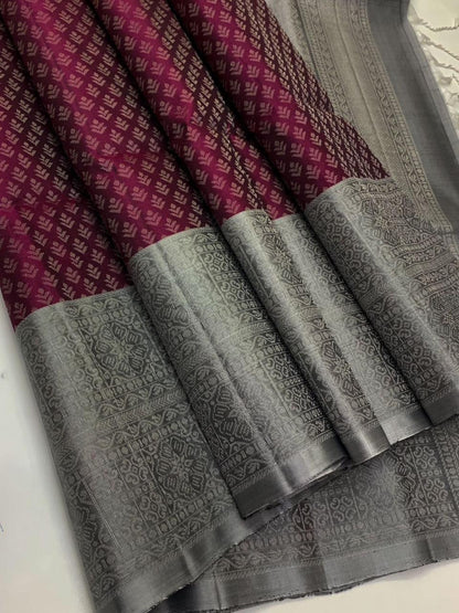 KANCHIPURAM JAQUARD BORDER SOFT SILK SAREES