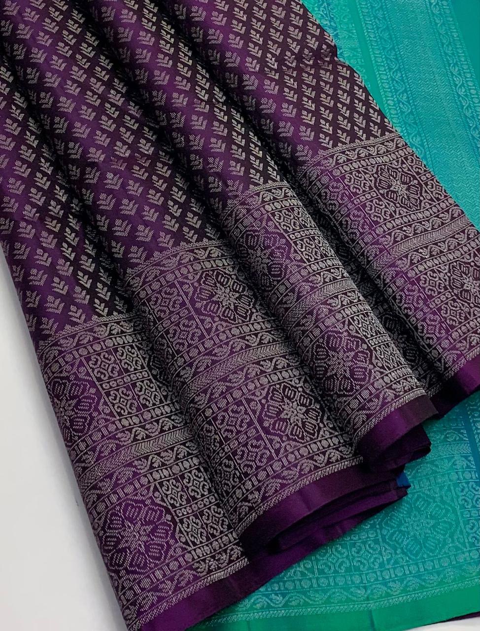 KANCHIPURAM JAQUARD BORDER SOFT SILK SAREES