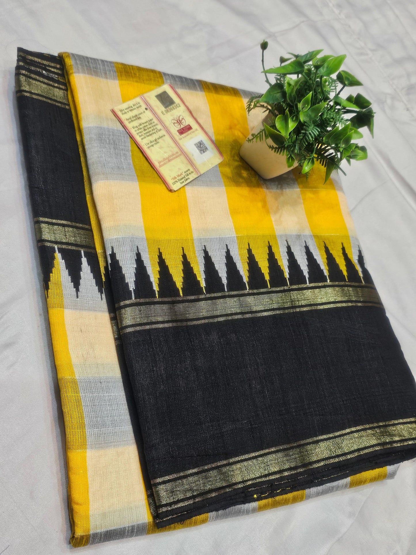 RAW SIL WITH TEMPLE BORDER