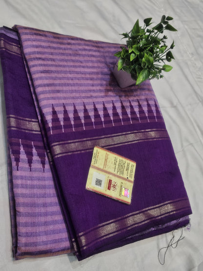 RAW SIL WITH TEMPLE BORDER