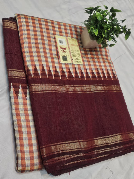 RAW SIL WITH TEMPLE BORDER