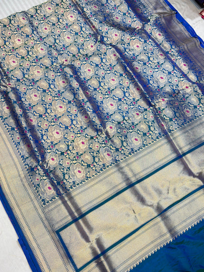 BANARASI SILK KATAN ALFI MEENA FLOWER DESIGN EXCLUSIVE SAREE
