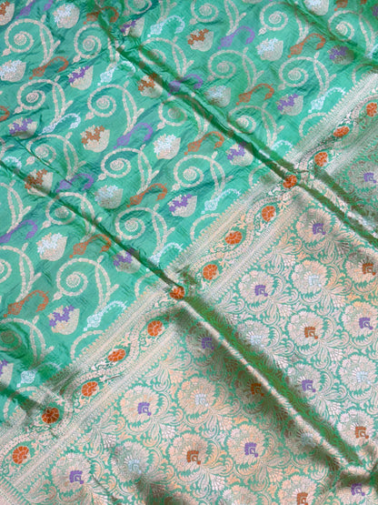 BANARASI SILK KATAN ALFI MEENA FLOWER DESIGN EXCLUSIVE SAREE
