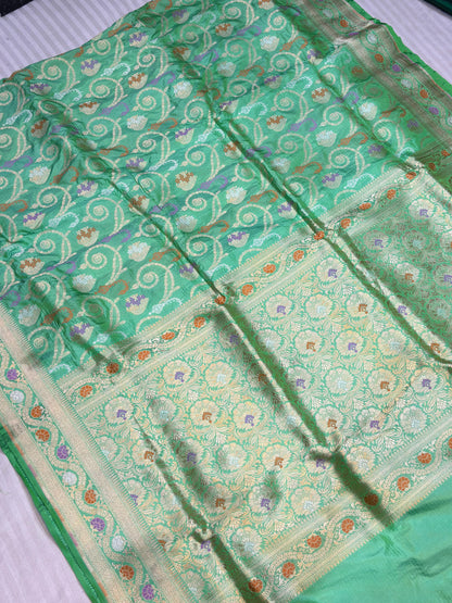 BANARASI SILK KATAN ALFI MEENA FLOWER DESIGN EXCLUSIVE SAREE