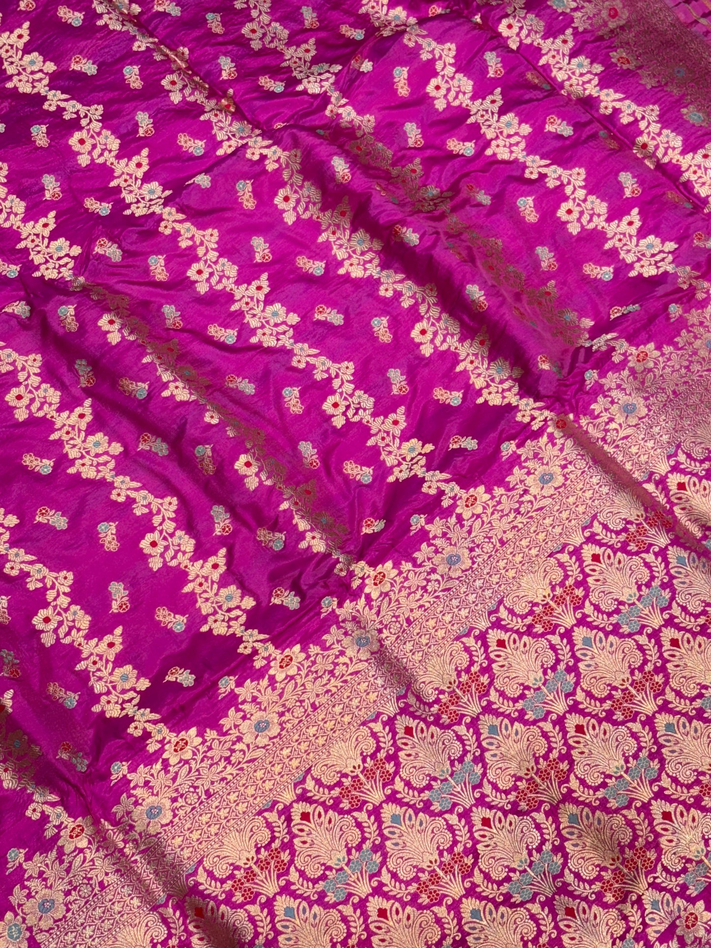 BANARASI SILK KATAN ALFI MEENA FLOWER DESIGN EXCLUSIVE SAREE