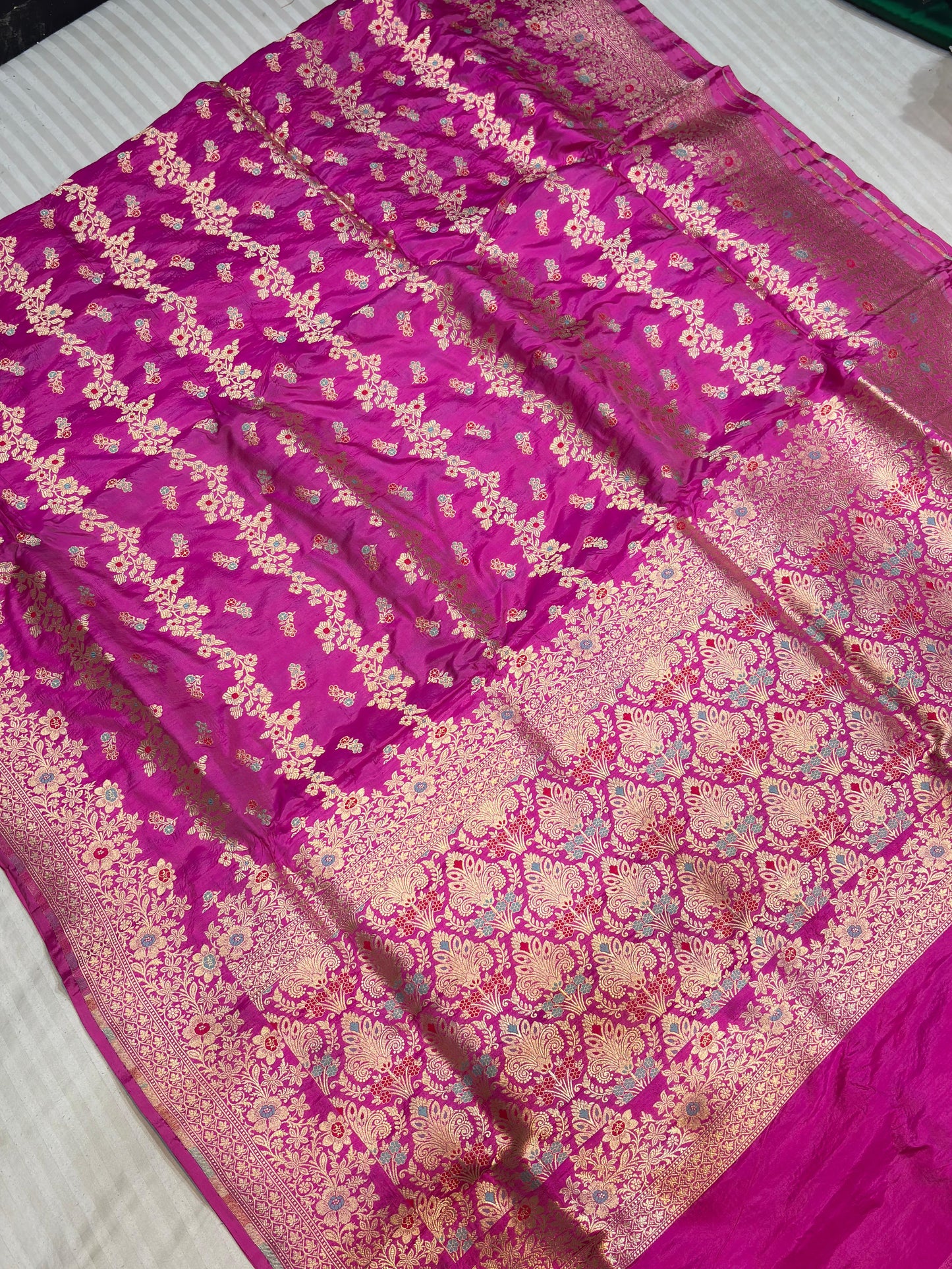 BANARASI SILK KATAN ALFI MEENA FLOWER DESIGN EXCLUSIVE SAREE