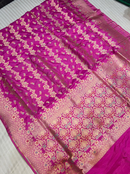 BANARASI SILK KATAN ALFI MEENA FLOWER DESIGN EXCLUSIVE SAREE