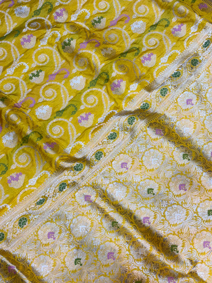 BANARASI SILK KATAN ALFI MEENA FLOWER DESIGN EXCLUSIVE SAREE
