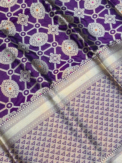BANARASI SILK KATAN ALFI MEENA FLOWER DESIGN EXCLUSIVE SAREE