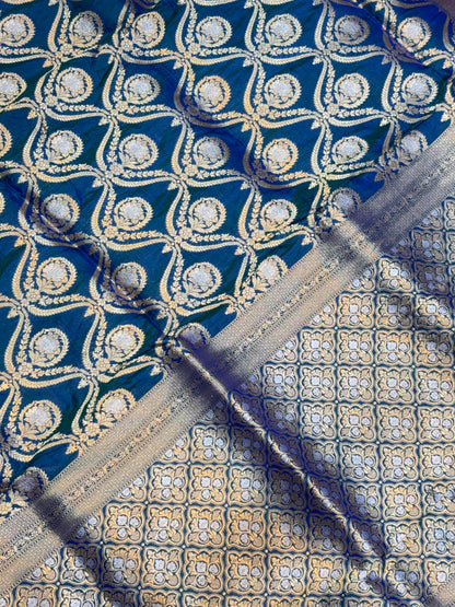 BANARASI SILK KATAN ALFI MEENA FLOWER DESIGN EXCLUSIVE SAREE