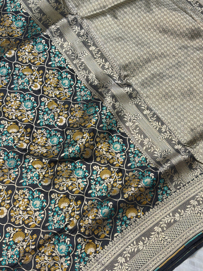 BANARASI SILK KATAN ALFI MEENA FLOWER DESIGN EXCLUSIVE SAREE