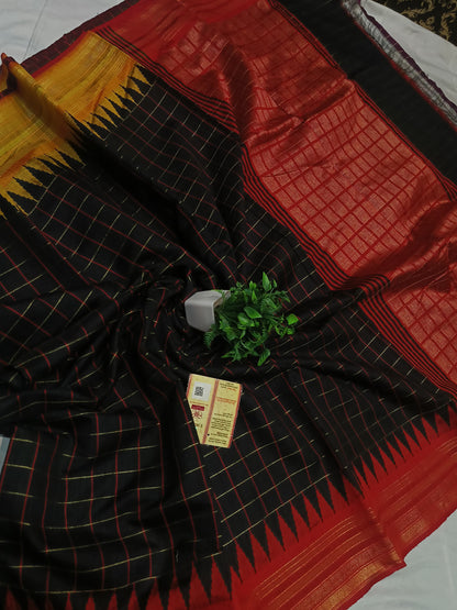RAW SILK SAREE WITH CONTRAST BLOUSE
