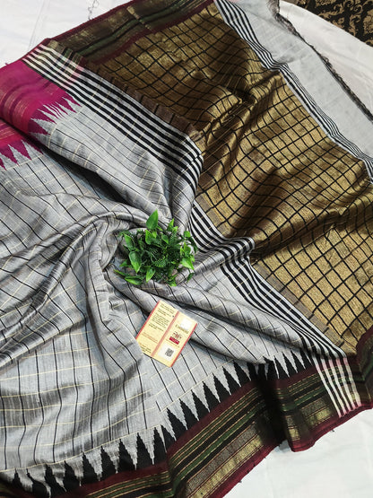RAW SILK SAREE WITH CONTRAST BLOUSE