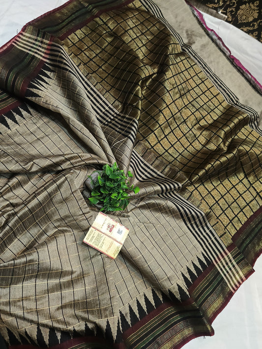 RAW SILK SAREE WITH CONTRAST BLOUSE