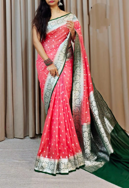 BANARASI HANDLOOM SEMI KATAN GEORGETTE SAREE