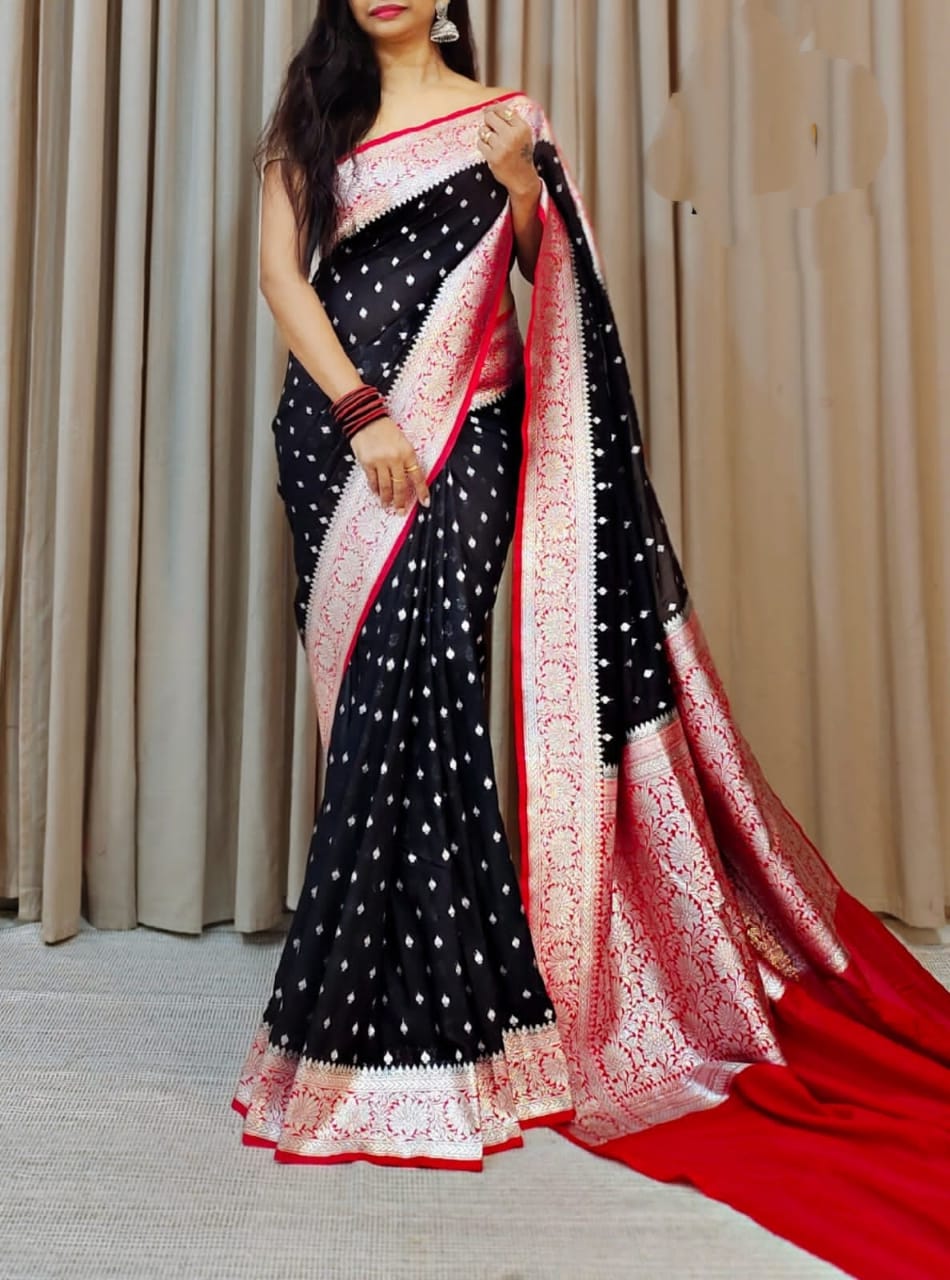 BANARASI HANDLOOM SEMI KATAN GEORGETTE SAREE