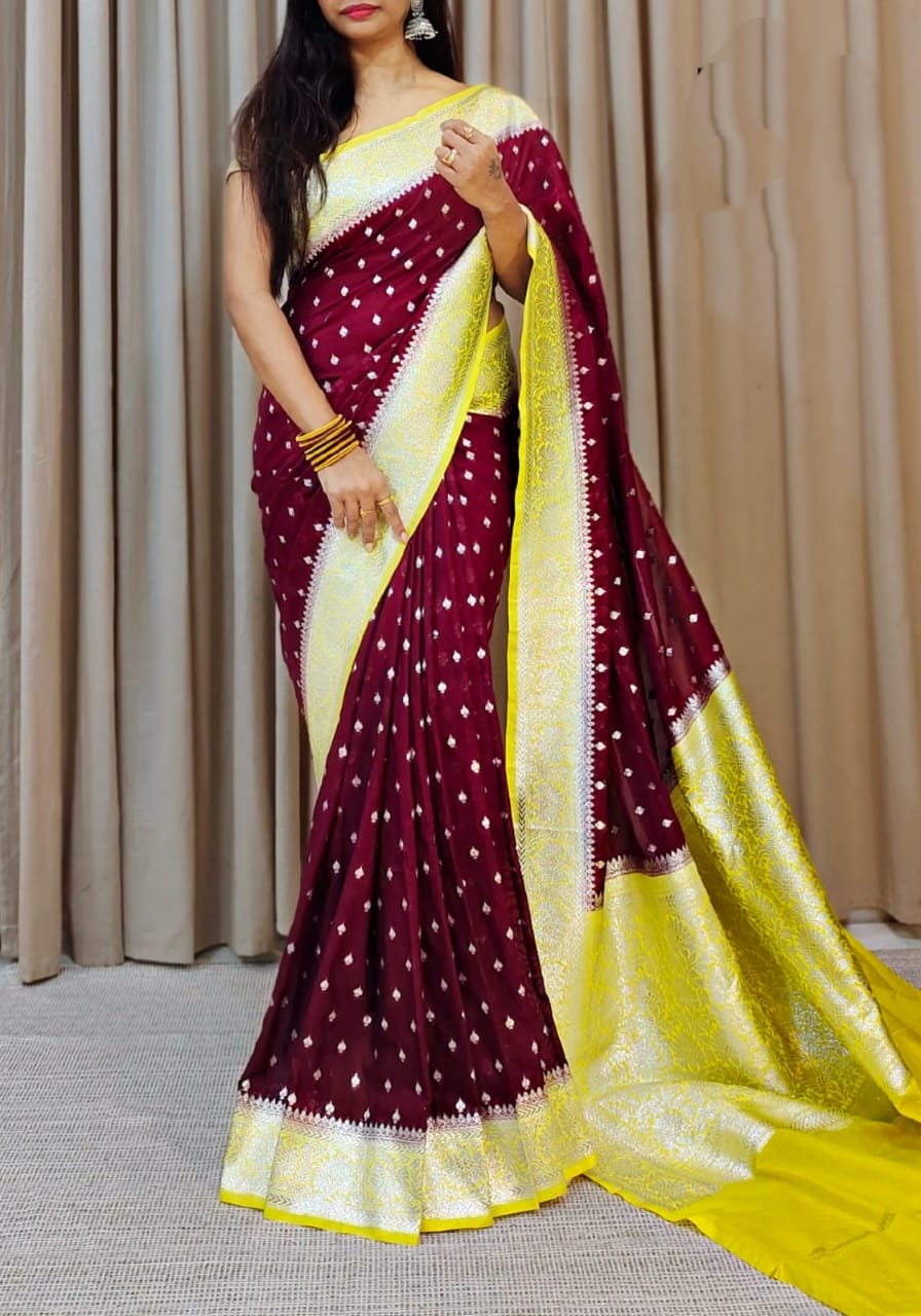 BANARASI HANDLOOM SEMI KATAN GEORGETTE SAREE