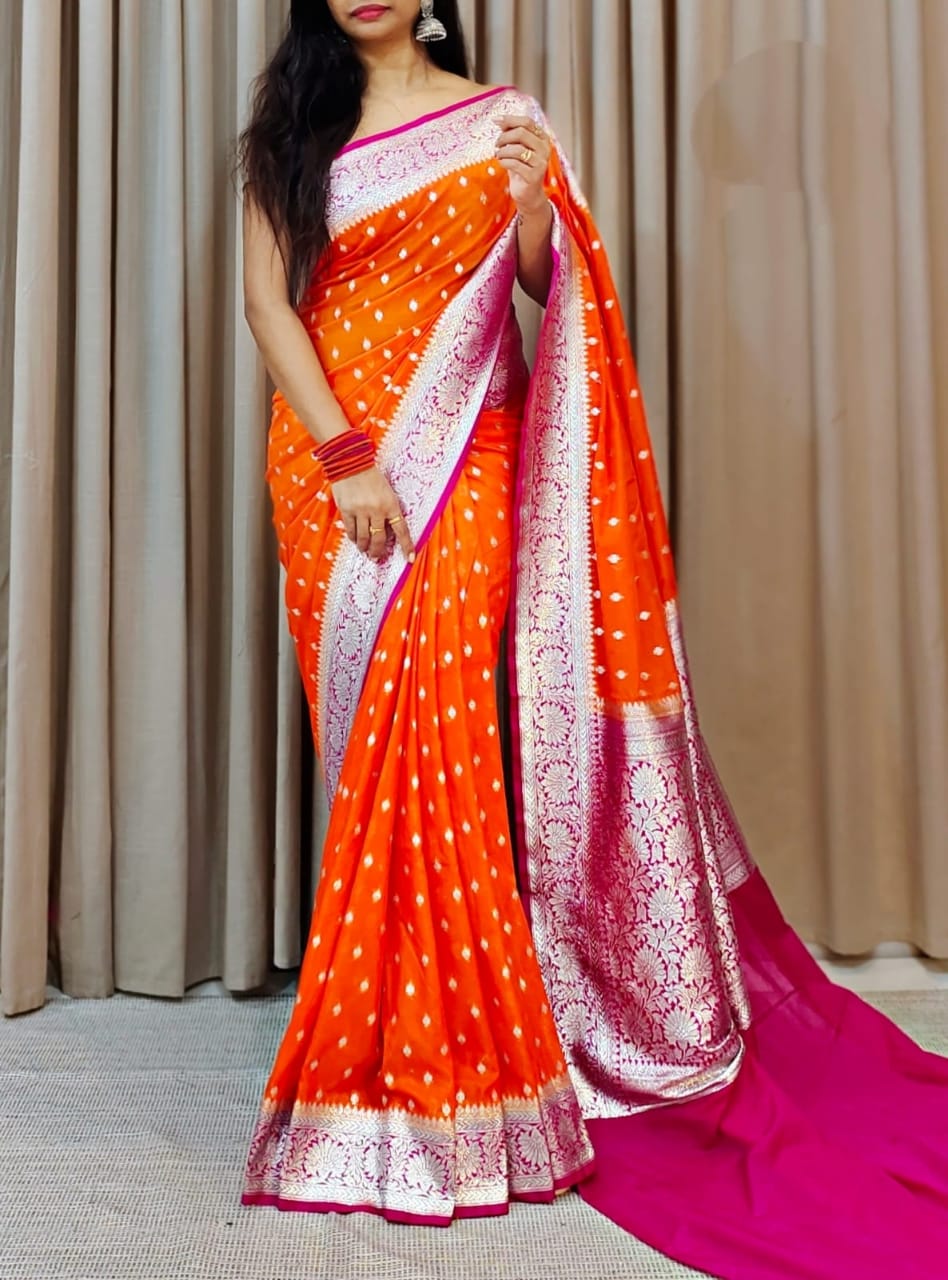 BANARASI HANDLOOM SEMI KATAN GEORGETTE SAREE