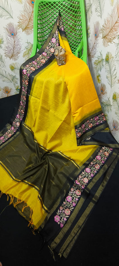 NEW SEMI RAW SILK KHAFA DESIGN SAREE