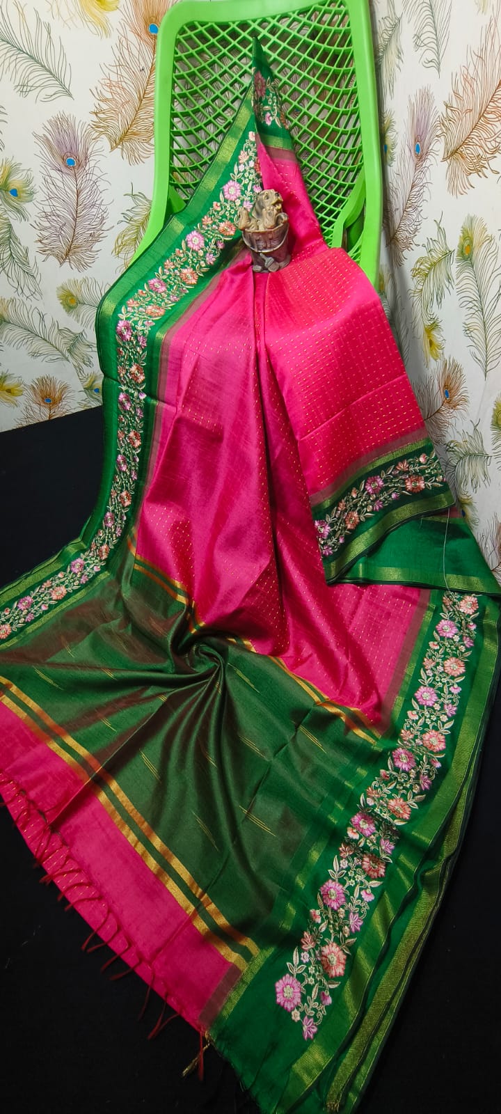 NEW SEMI RAW SILK KHAFA DESIGN SAREE