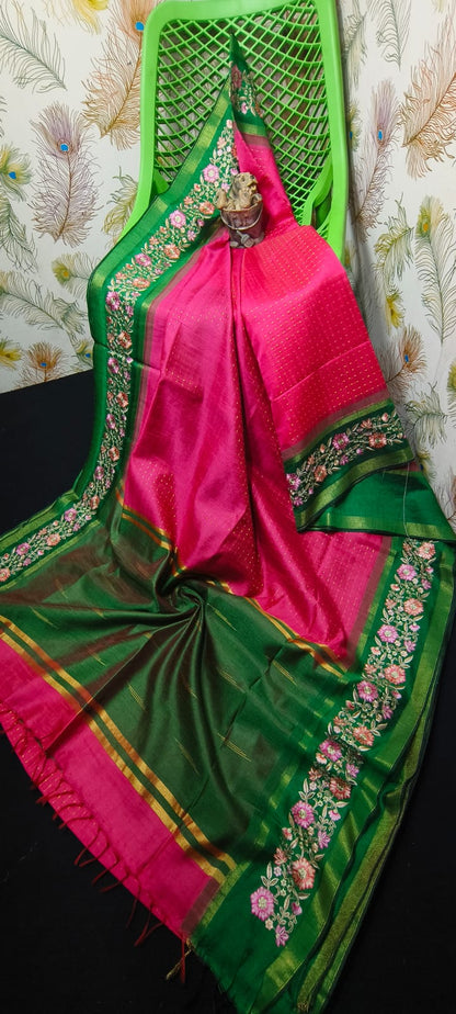 NEW SEMI RAW SILK KHAFA DESIGN SAREE