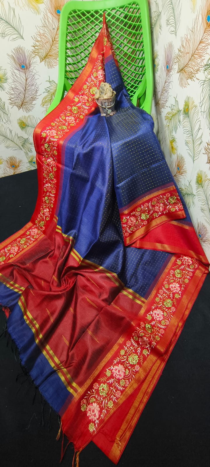 NEW SEMI RAW SILK KHAFA DESIGN SAREE