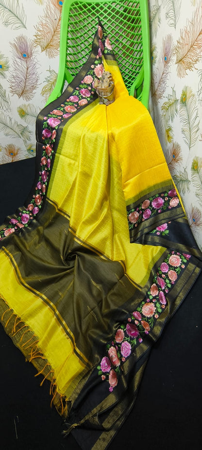 NEW SEMI RAW SILK KHAFA DESIGN SAREE