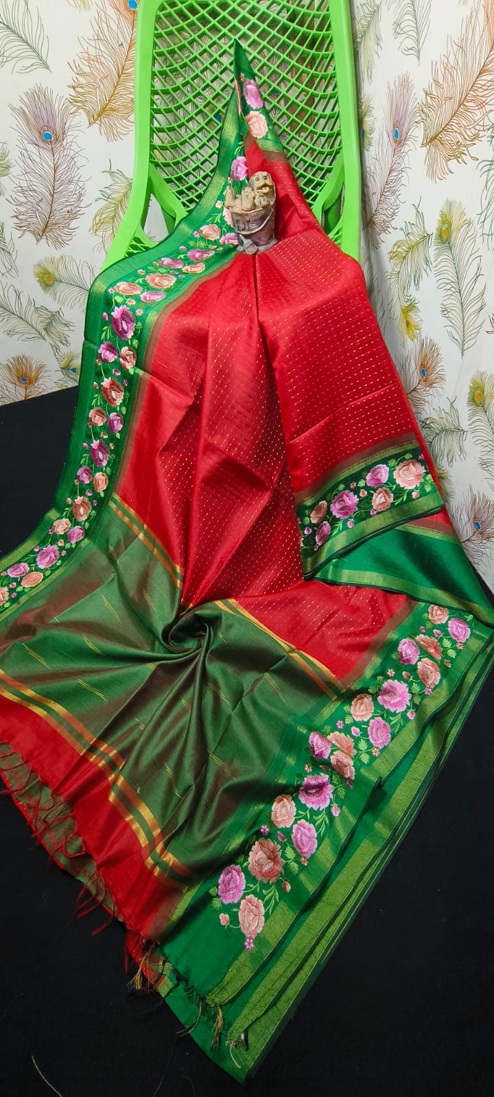 NEW SEMI RAW SILK KHAFA DESIGN SAREE