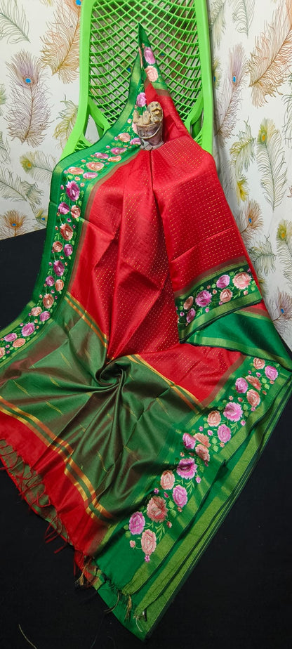 NEW SEMI RAW SILK KHAFA DESIGN SAREE