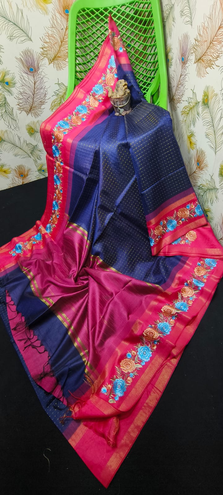 NEW SEMI RAW SILK KHAFA DESIGN SAREE