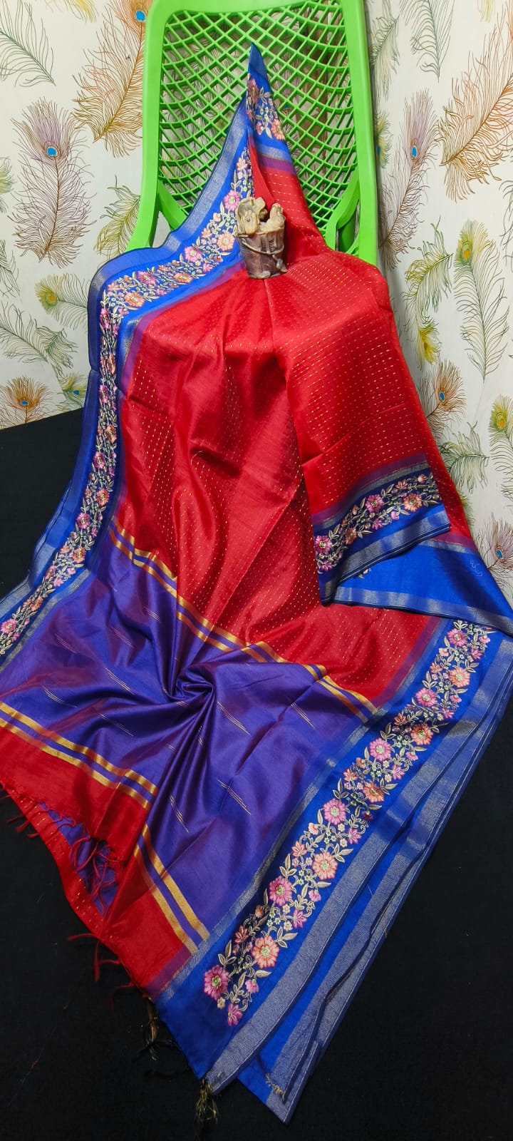 NEW SEMI RAW SILK KHAFA DESIGN SAREE