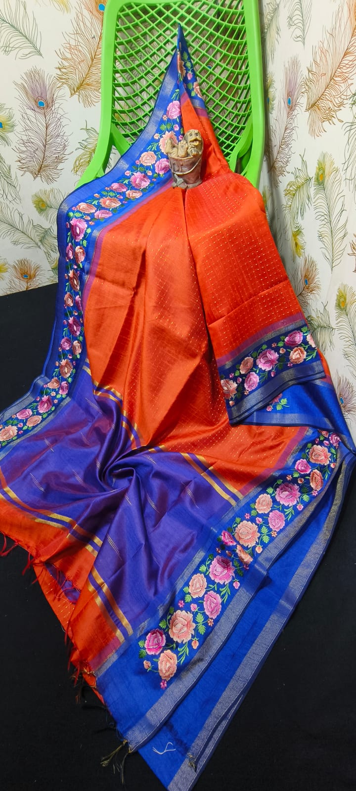 NEW SEMI RAW SILK KHAFA DESIGN SAREE