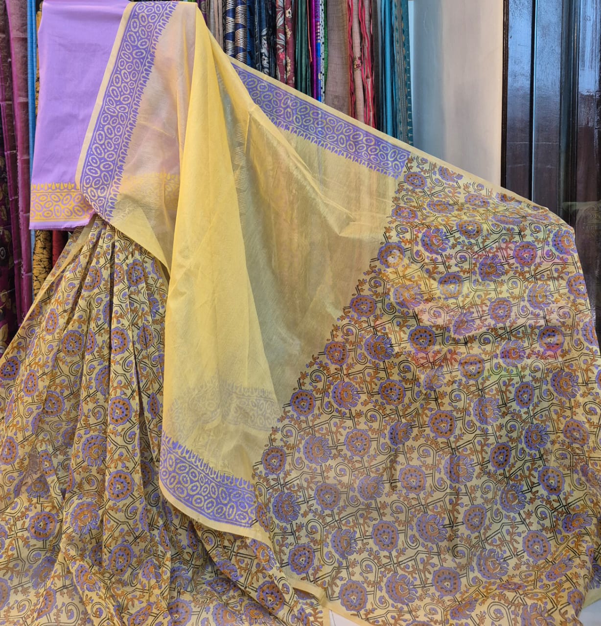 Handblock Printed Supernet kota sarees