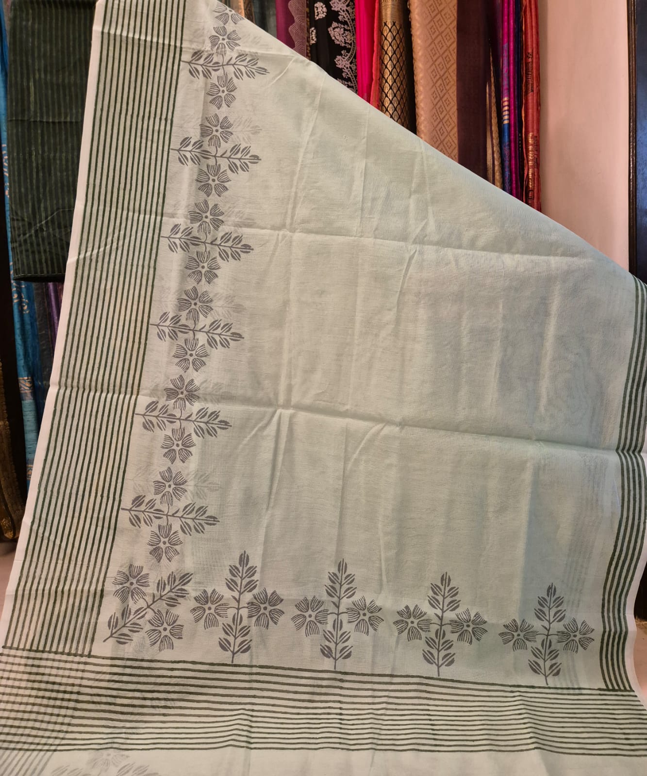 Handblock Printed Supernet kota sarees