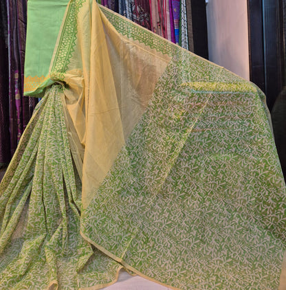 Handblock Printed Supernet kota sarees