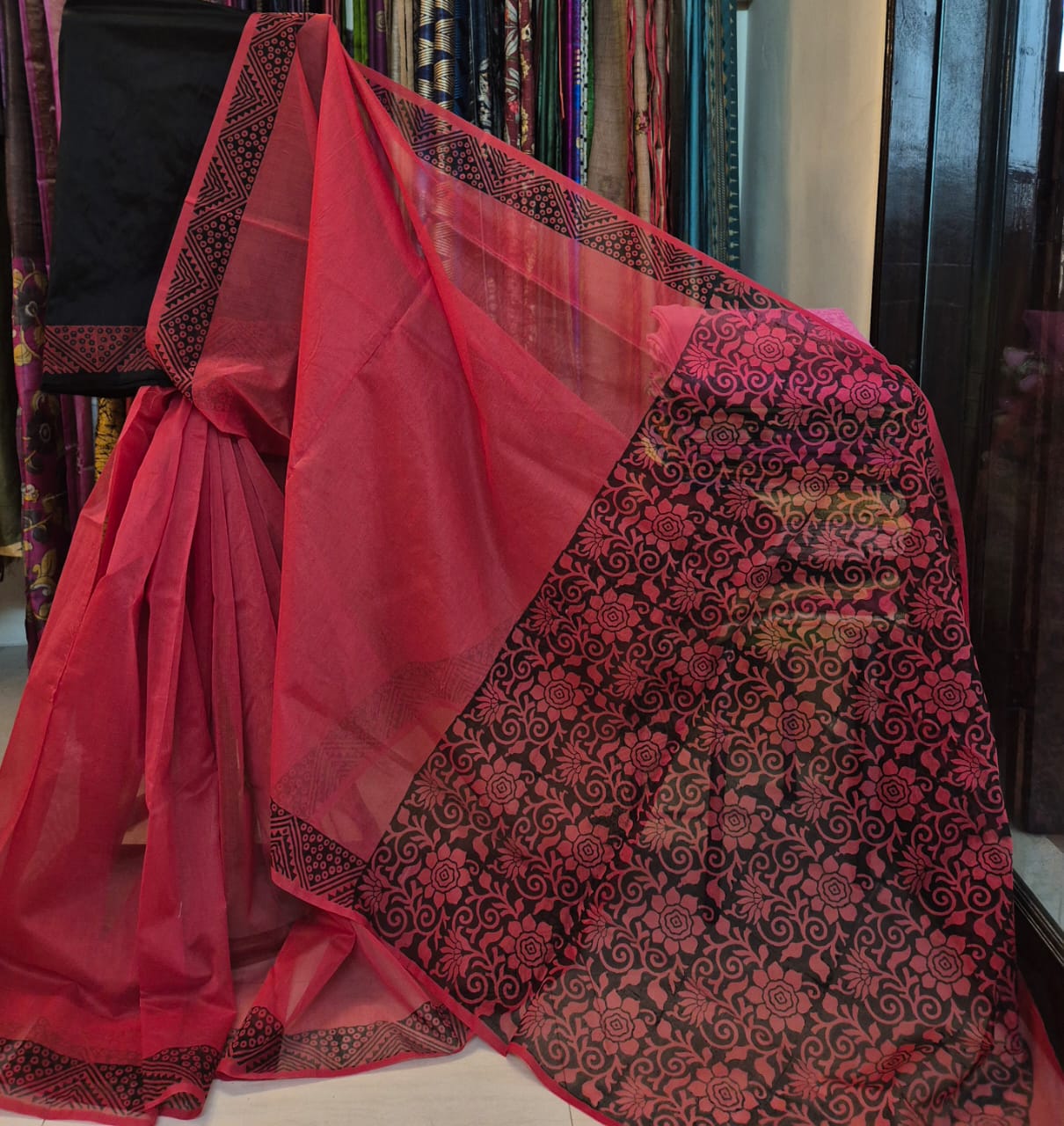 Handblock Printed Supernet kota sarees