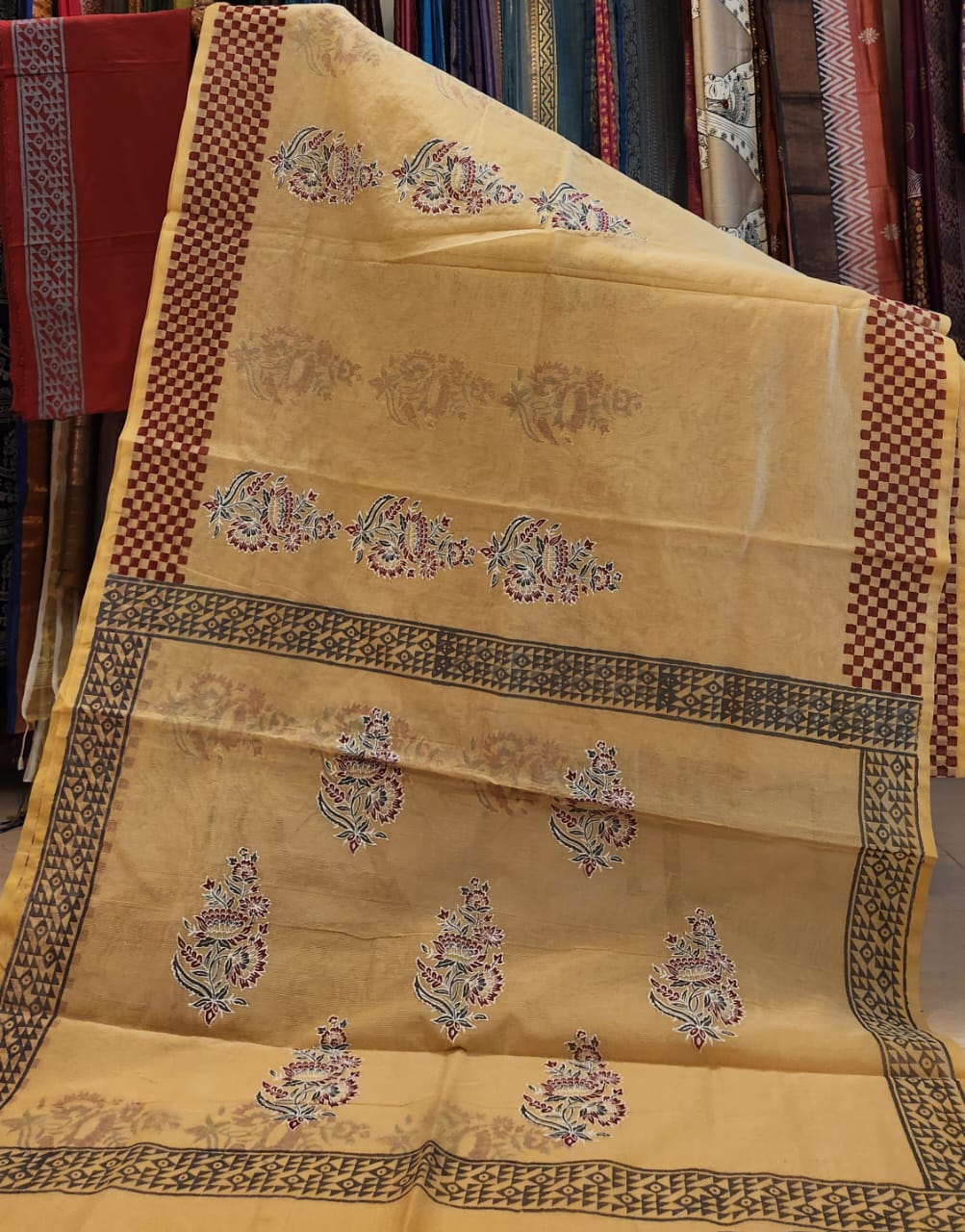 Handblock Printed Supernet kota sarees