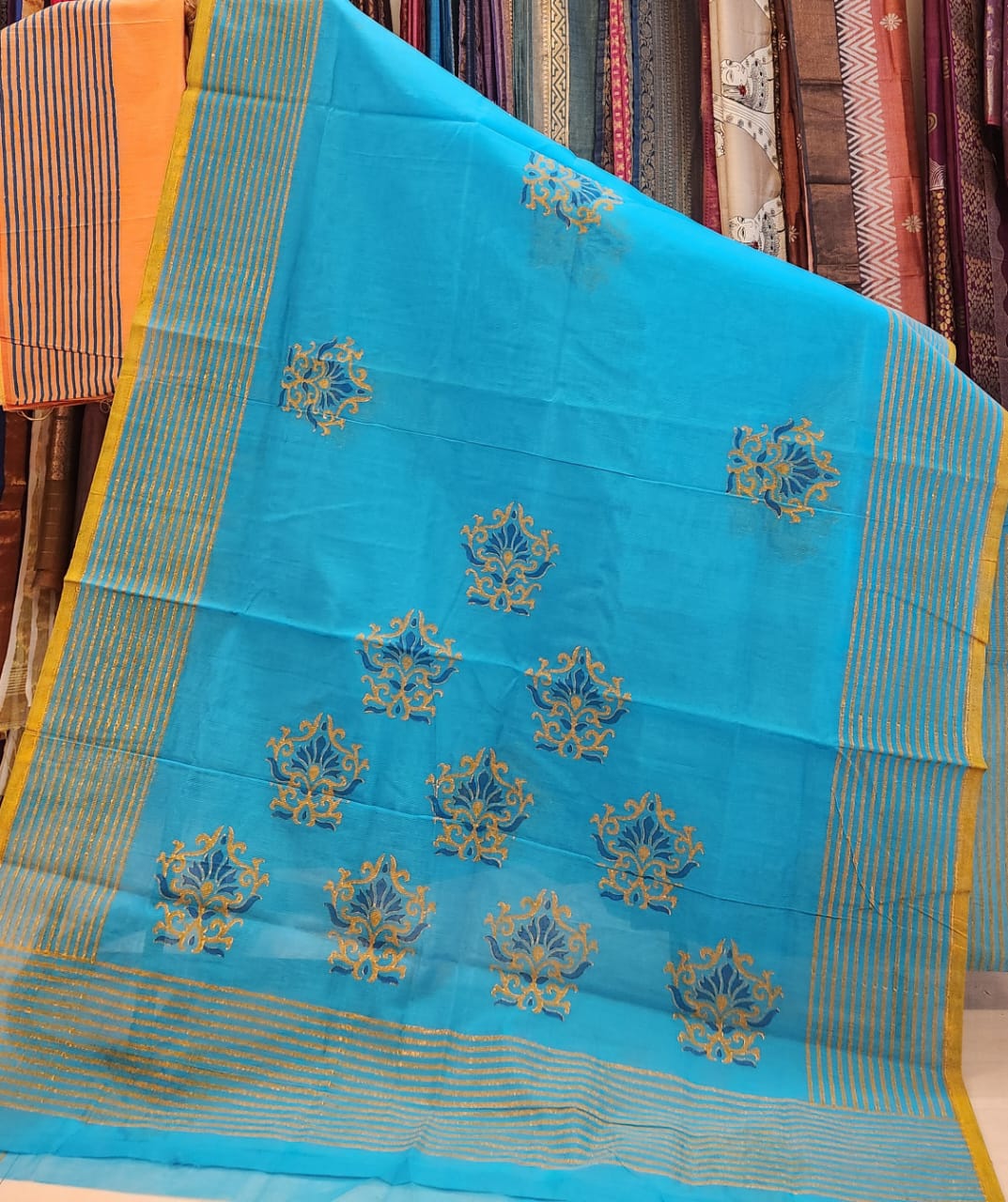 Handblock Printed Supernet kota sarees