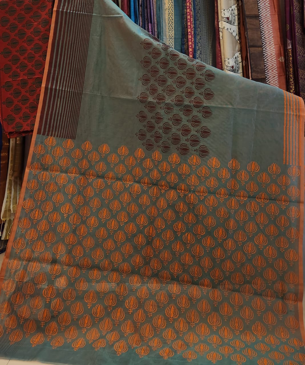 Handblock Printed Supernet kota sarees