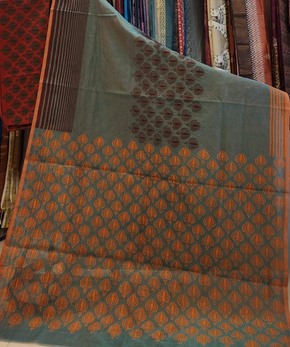 Handblock Printed Supernet kota sarees